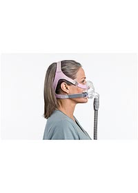 ResMed Quattro FX for Her Full Face CPAP Mask On Model Side View 